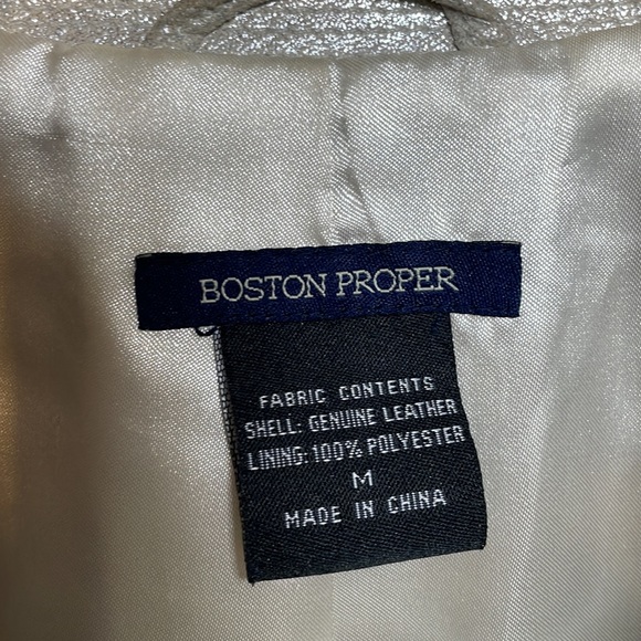 Boston Proper Silver Genuine Vintage Napa Leather Peacoat Jacket - Picture 9 of 17